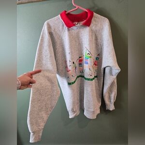 EZL Unisex Gray Sweatshirt with Red Collar